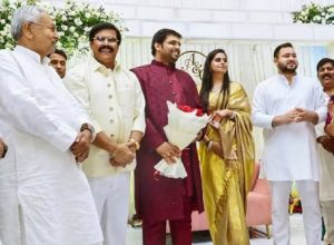 Anand Mohan with CM Bihar Nitish Kumar and deputy CM Tejashwi yadav